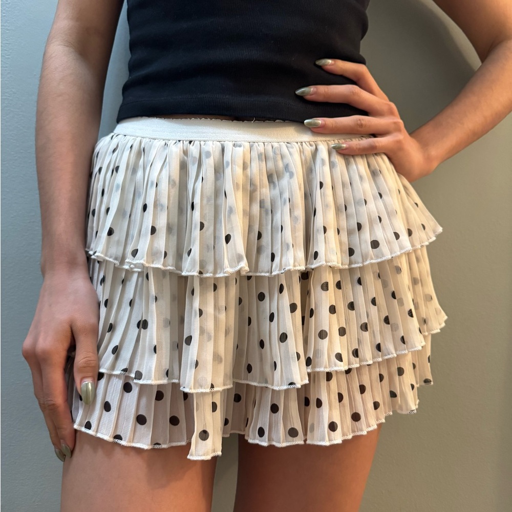 Polka Dot Tiered Mini Skirt